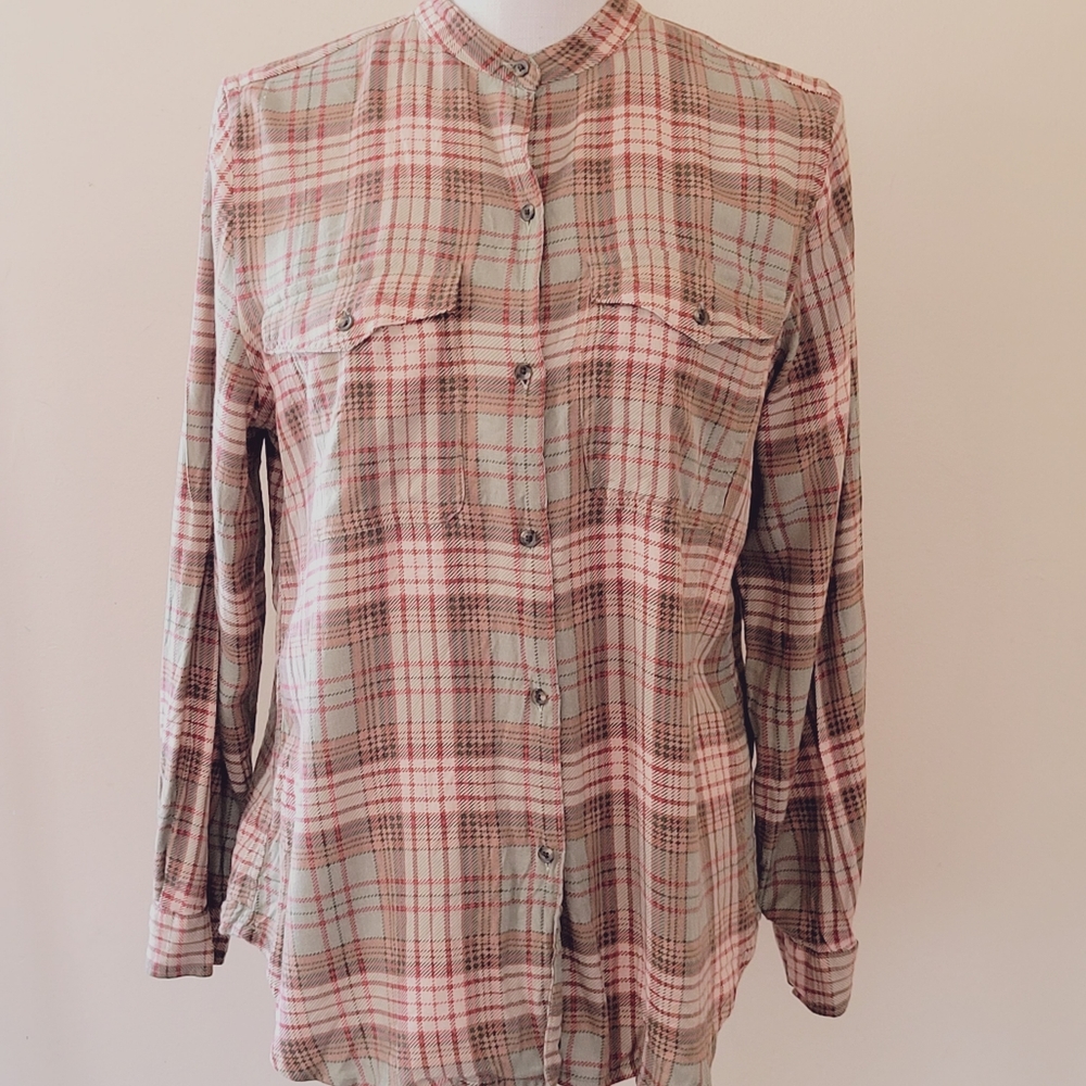 Chaps Plaid Button Down Size Large - image 1